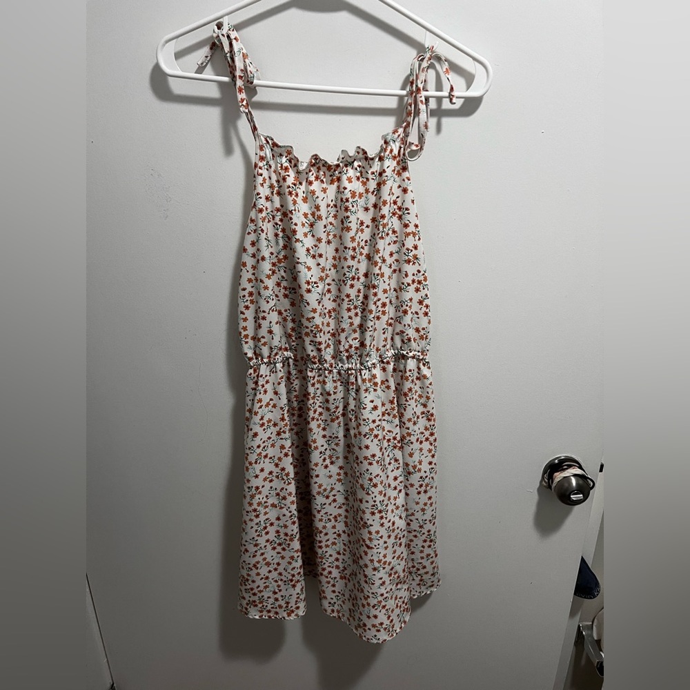 Disty floral dress with tie together straps